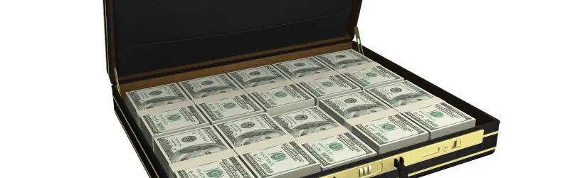 Mit einem Koffer voller Geld sollen Opfer gelockt werden. Der Koffer voller Geld