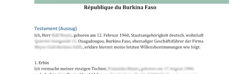 Ein Erbschaftsdokument aus einem Betrugsfall