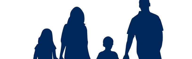 Schattenbild einer Familie als Symbol für die Fragestellung: Wie finde ich heraus, ob jemand verheiratet ist?