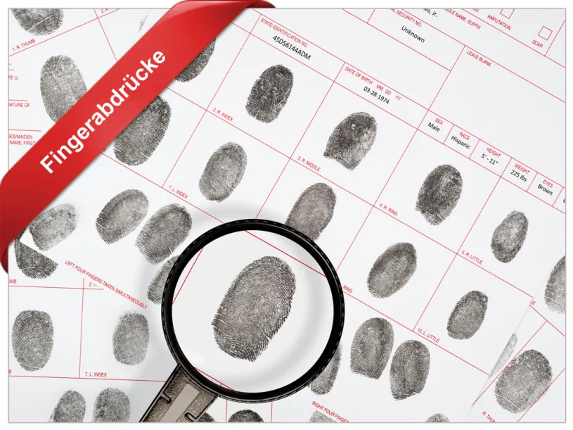 Fingerabdrücke untersuchen mit 10 Finger-Spurenträger