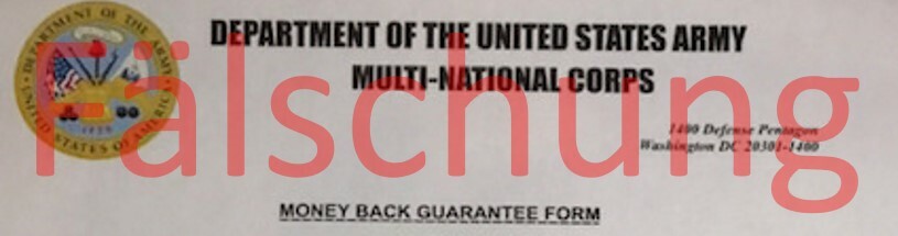 Gefälschtes Dokument eines Betrügers.