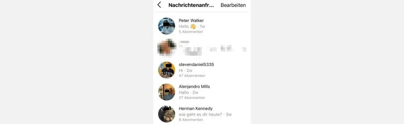 Screenshot von Instagram Nachrichten von Fake-Accounts