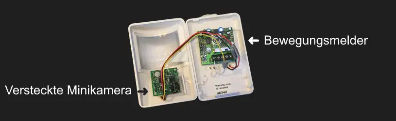 Vesteckte Kamera ist schwer zu finden, wenn sie verborgen ist.
