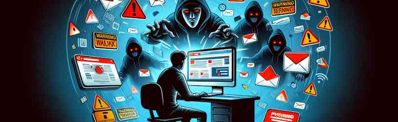 Darstellung typischer Betrugsmaschen im Internet.